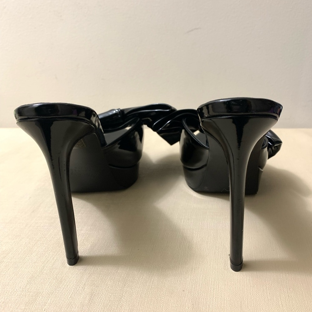 London Rag Black My Time Patent Pu Bow Detail High Heeled Black Sandal Wmns 8.5 - Picture 8 of 12